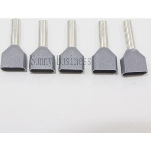 TE2510 1000PCS/bag AWG 14 / 2.5mm2 Gray type double pipe Twin Insulated Ferrule Pin terminal Double Entry Cord End Terminals