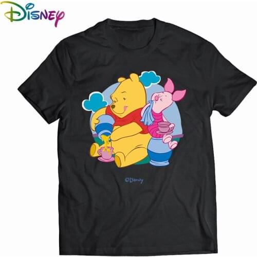 Womens T-shirts Pooh Bear Ulzzang Disney Fashion Winnie Oversized Cartoon White Kawaii Tops Crop Teens For Girls Family Look