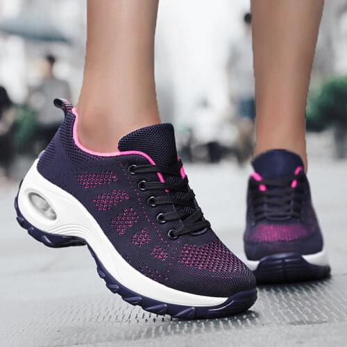 2021 Sneakers Women Platform Breathable Running Shoes Women Sneaker Shoes Casual White Mesh Sports Lace Up Women Vulcanize Shoes