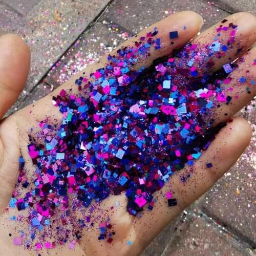1kg Nail Glitter Square Shapes Sequins 1/2/3mm Mixed Colorful Laser Pailette For Nail Art Decoration UV Polish Glitter Sequins