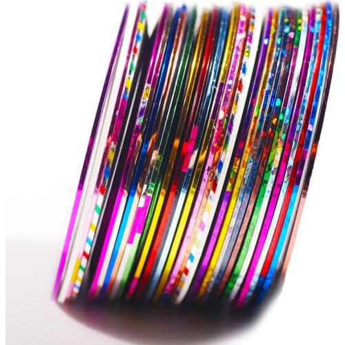 10 Pcs/Bag Colorful Glitter Rolls Striping Tape Line Strips Decoration 1mm Self-Adhesive Nail Adhesive Stickers Decals