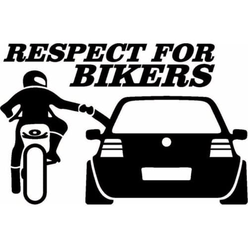15.4*10cm Car Sticker Respect for Bikers Auto Stickers 20*13cm and Decals Funny Motorcycle Car Styling JDM Vinyl Stickers On Car