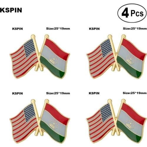 U.S.A. & Tajikistan Friendship Flag Lapel Pin Flag badge Brooch Pins Badges 4Pcs a Lot