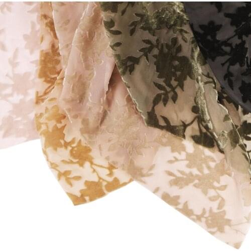 Burn-Out Velvet DIY Dress Flocked Viscose Nylon Soft Fabric 140cm Width Flower Fleeced Material