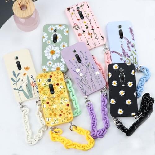 Chain Case For Xiaomi Redmi K20 Mi 9T Pro Cases Cute Flower Soft TPU Bumper Coque For xiomi mi 9 t pro k20pro Silicon Back Cover