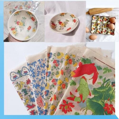 2PCS/Set Pottery Art Colorful Flower Paper Ceramic Underglaze Transfer Paper Sticker High Temperature Porcelain Decal