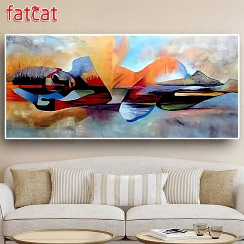 FATCAT Abstract sleeping buddha icon Large Diy Diamond Painting Full square round drill 5d Diamond Embroidery Mosaic AE1487