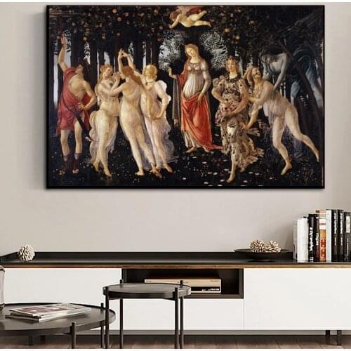 Famous Painting Spring By Sandro Botticelli Canvas Painting Posters and Prints Wall Art Pictures for Living Room Home Decoration