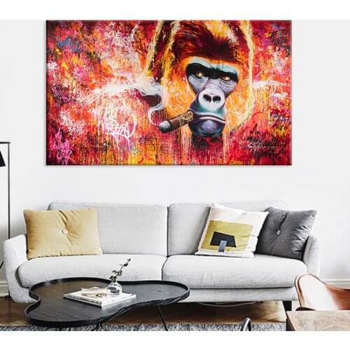 Smoking Orangutan Decorative Painting Home Hanging Painting Cuadros Decoracion Dormitorio Wall Pictures for Living Room Decor