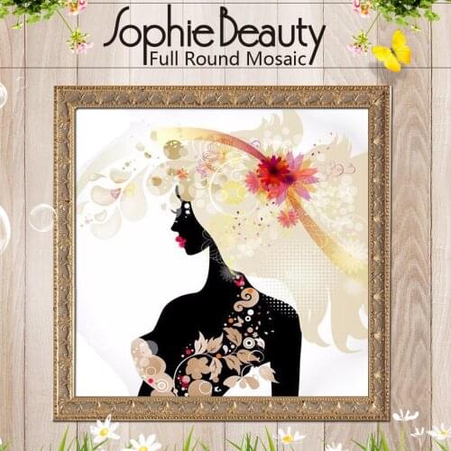 Sophie Beauty Diy Diamond Painting Cross Stitch 5D Full Round Beaded Embroidery Flower Black Girl Home Art Needlework Mosaic Kit