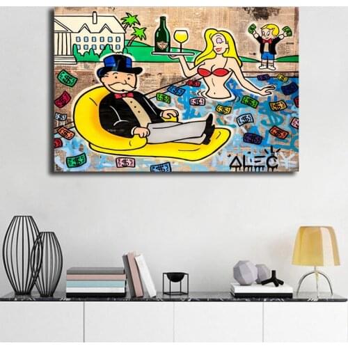 Money Bath Alec Monopolyingly Graffiti Canvas Prints Picture Modular Paintings For Living Room Poster On The Wall Home Decor