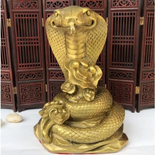 China brass spectacles snake crafts statue