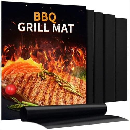 2pcs BBQ Grill Mat for Barbecue Grill Sheet Cooking and Baking and Microwave Oven Use Black Promotion