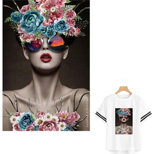 Beautiful Flowers Patches For Backpack Fashion Girl T-Shirt Dresses Stickers Washable Heat Transfer Diy Accessory Iron On Patch