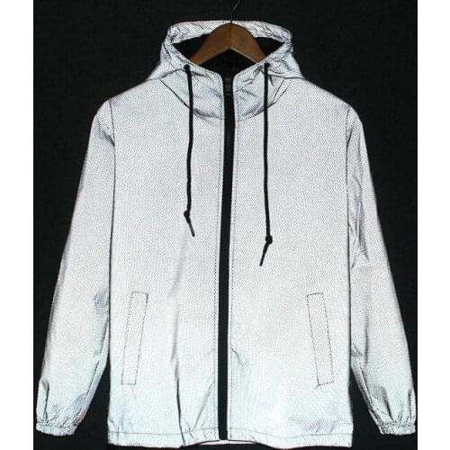2020 Spring autumn Mens reflective thin baseball jackets Couple Sun protection Hooded jacket lovers hip hop college windbreaker