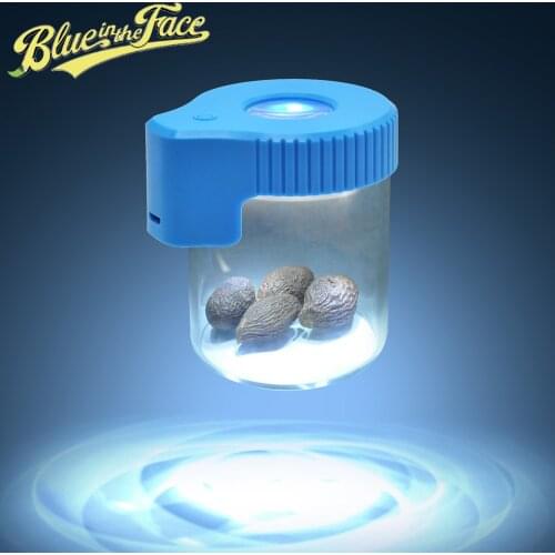 Light-Up Weed Storage Jar Air Tight Tobacco Box Herb Case Storage Magnifying Jar Viewing Container Vacuum Seal Pill Box