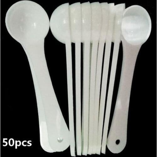 50pcs 1g White Plastic Measuring Spoon Gram Scoop Food Baking Medicine Powder Tea-spoon Tableware Kitchen Supplies