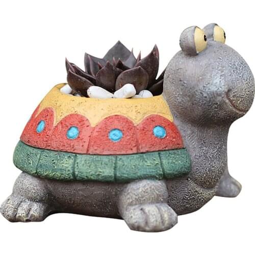 Cute Tortoise Design Flower pot Animal Resin Succulent Plant Vase Desktop Ornaments Creative Flower pot Home Decoration Gift