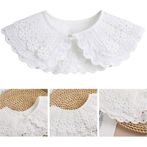 Fashion Women Lace False Collar Multilayer Hollow Flower Fake Collar Tie Summer Accessories Exquisite Decoration