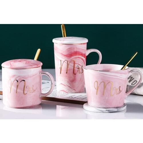 Marble porcelain cup Golden rim Mug Coffee cup Creative Wedding Gift box tazas de ceramica creativas