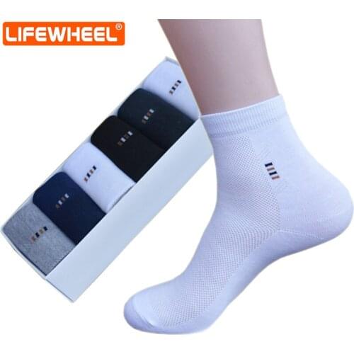 LifeWheel Men Business Socks Cotton Breathable Casual Athletic Dress Mid Calf Socks