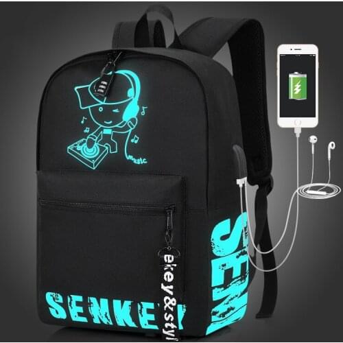 New Fashion Luminous School Backpack For Teenagers Men Women Student School Bag USB Charging Anti-theft Male Travel Mochila
