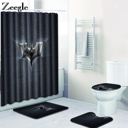 Zeegle Bath Mat Set with Shower Curtain Absorbent Toilet Pedestal Rug Foot Mat Anti Slip Bathroom Doormat Shower Mat Toilet Set