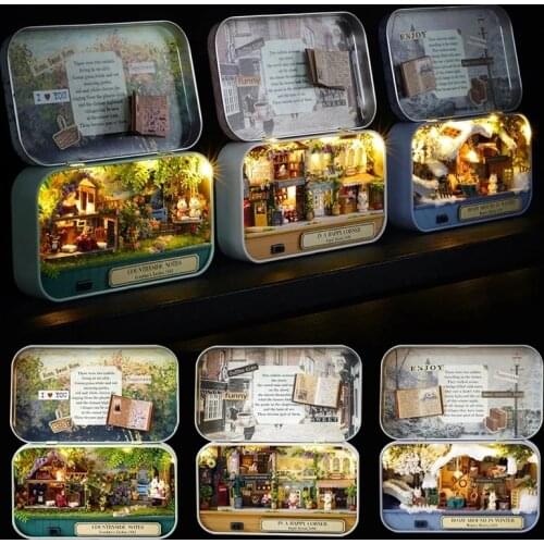Box Theater DIY Miniature Dollhouse Kits With Little Bear Rabbit Furniture Roombox Casa Doll House Toys for Children Girls Gifts