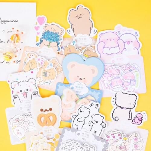 40 pcs/pack Cute bear Journal Decorative Stickers Scrapbooking Stick Label Diary Album stationery Kawaii cartoon animal Stickers