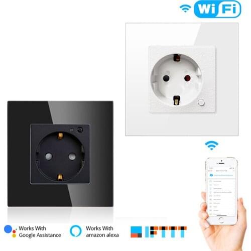 Wall Electrical Power Socket EU Standard 10A Plug Electric Outlets For Smart Home White Black by Alexa Google Home