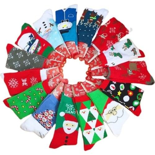 15 Kinds Christmas Socks Casual Women Socks Winter Cartoon Animal Reindeer Bear Socks Cotton Socks Christmas Gift For Women