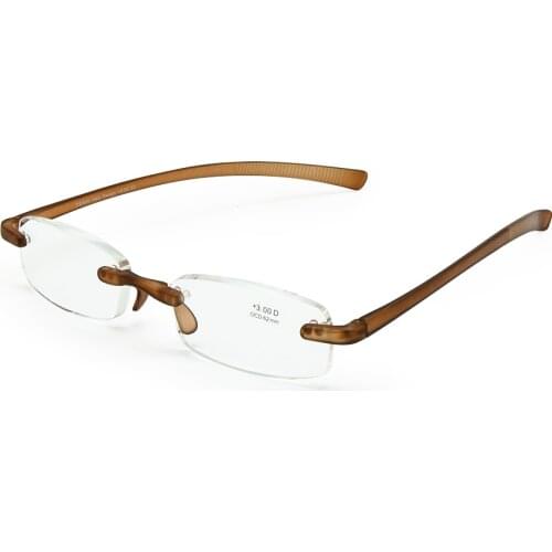 Rimless Optics Reading Glasses, Flexible Presbyopia Glasses, Ultra Light TR90 temple Bendable Pocket Reader Men Women