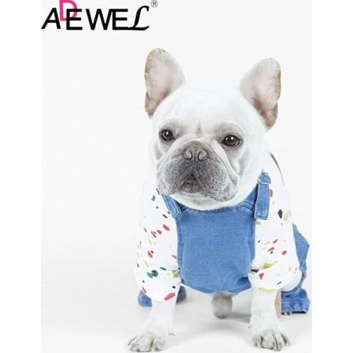 ADEWEL Autumn And Winter Plus Size Dog Clothes Stretch Denim One Piece Biped Dog Costume Ropa Para Perros Disfraz Perro 2XL