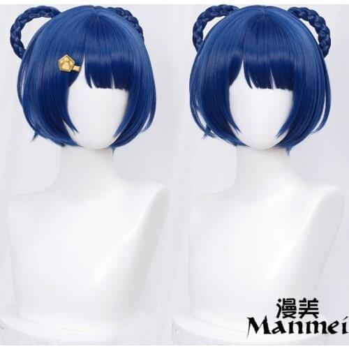 Game Genshin Impact Xiangling Cosplay Wig Bazi Hemp Wreath Hair Synthetic Wigs High Temperature Soft Hair Silk Cosplay