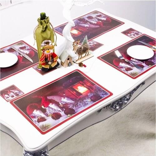 2020 Merry Christmas Snowman With Elk Bowl Cup Mat Kitchen Dining Table Pad Kawaii Placemat Coaster Christmas Home Decor