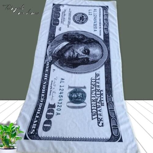 Microfiber Rectangle Beach Towel Bath Towels Tassel American Dollar Print Summer Sandy Swimming Plage Sunbath Cushion 70*140CM