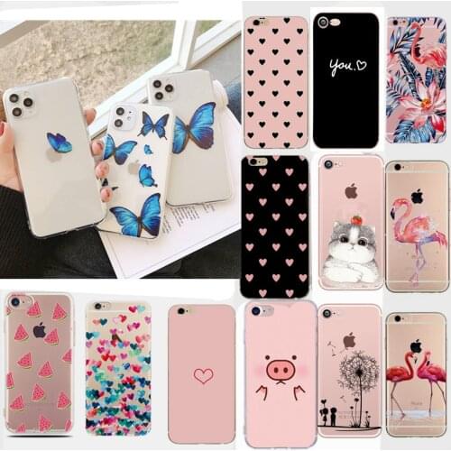 Luxury Soft Back Heart Color Cases for iPhone 7 plus 8 6 6s X 5 5s iphone SE 2020 Butterfly Case TPU Silicone Back Cover Capa