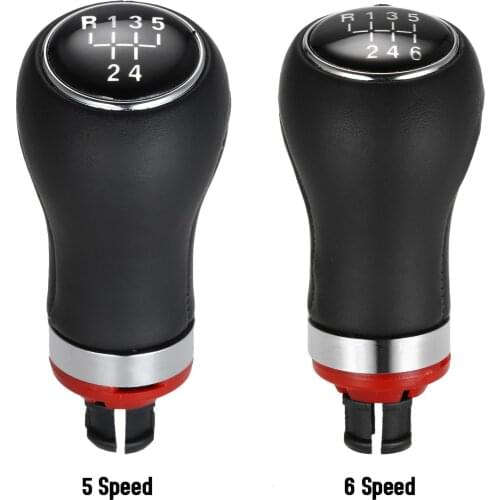 12mm 5 Speed 6 Speed Car Gear Shift Knob Manual Black PU Leather Fit for Audi A4 B6 2004 2005 2006 2007 2008 2009-2012