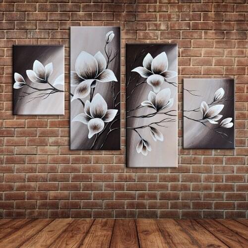 Hand painted modular painting flowers wall pictures floral canvas oil paintings mural art sitting room decoration