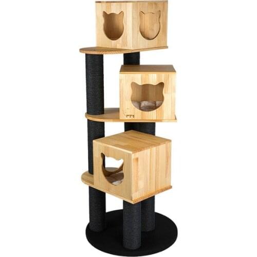Pine Solid Wood Cat Climbing Frame Cat Litter Cat Tree Large Cat House Villa Cat Supplies Cat Furniture Cat Crawling Tools