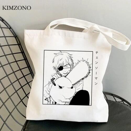 Chainsaw Man shopping bag cotton canvas recycle bag bolso handbag grocery bag fabric tote grab
