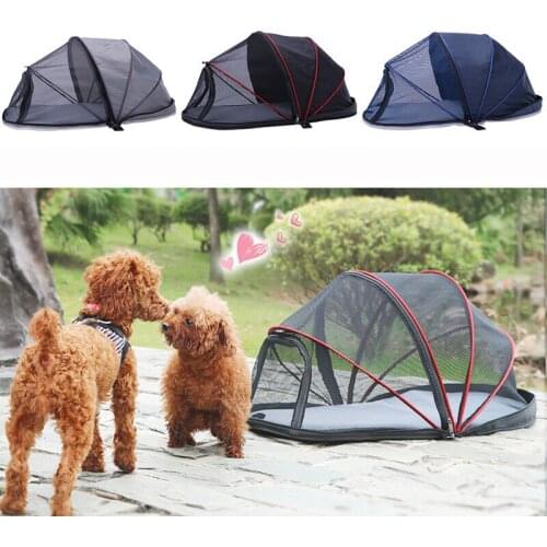 Pet Outdoor Tent Mesh Cloth Dog Carrier Mat Portable Breathable Car Truck Travel Folding Kennel Cat Kitten Dog House Bed Sofa