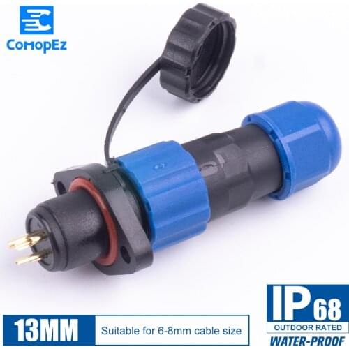 Waterproof 4 pin Connector SP13 Type IP68 Cable Connector Plug & Socket Male And Female 1234567 Pin SD13 13mm Straight Flange