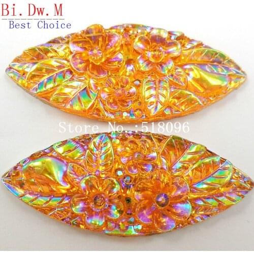 HIGH Grade Resin Rhinestones,Yellow AB 19x48mm Navette Marquise Stones and Crystals Strass Crystal For Sewing Dresses Costumes