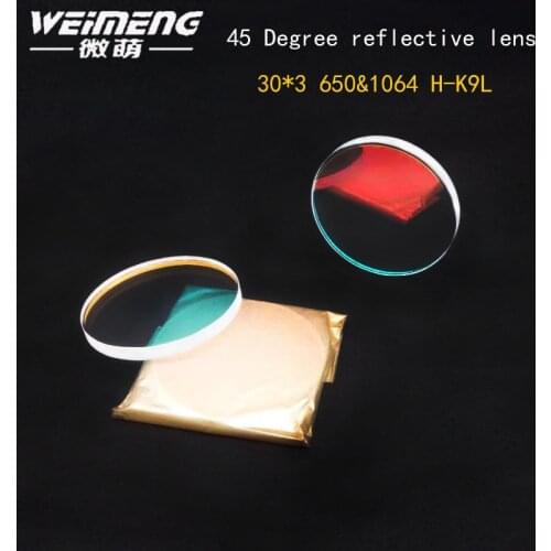 Weimeng 45 degrees 30*3mm H-K9L 650nm & 1064nm two point reflective HR laser mirror optical lens for laser cutting machine