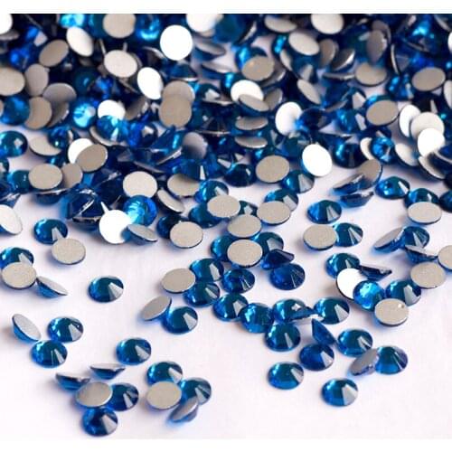 YANRUO 2058NoHF SS20 4.6-4.8mm Capri Blue Strass Rhinestones For Clothing non Hot fix TapeGlass Stones Dresses