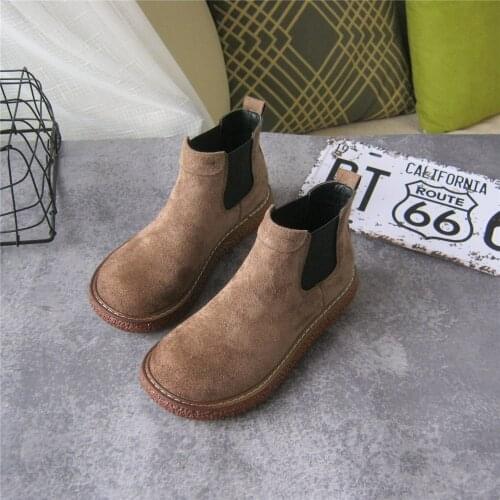 Mori Literary Flat Big Head Doll Shoes Casual Retro Martin Boots British Style Thick-Sole Womens Boots College Wind Ankle Boots