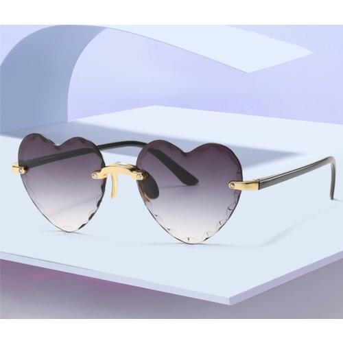 Women Rimless Sunglasses Fashion Heart-shaped Sun Glasses for Wome Vintage Cute 90s Gradient Shades Eyeglasses UV400