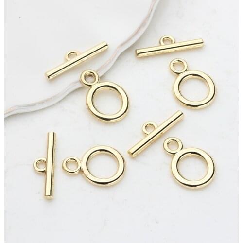 Golden Round Clavicle Necklace Clasp Connector 10PCS Linker DIY Jewelry Accessories