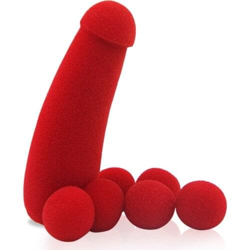 1set Small Sponge Brother with 4pcs Sponge Balls Magic Tricks Stage Street Illusions Gimmick Accessories Props Joke Penis Toys